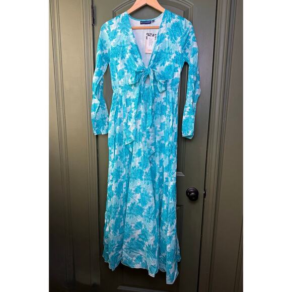Ro's Garden Dresses & Skirts - NWT Ro's Garden Angela Maxi Coastal Floral Resort Dress Blue Aqua Messina XS